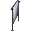 Handrails For Outdoor Steps, Fit 2 Or 3 Steps Outdoor Stair Railing, Picket#2 Wrought Iron Handrail, Flexible Porch Railing, Transitional Handrails For Concrete Steps Or Wooden Stairs - Black - Image 4