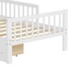Twin Size Bed With Headboard Storage Rack, 2 Under Bed Drawers, 3 - Side Guardrails For Safety And Security - White - Image 15