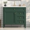 Bathroom Vanity With Top Sink, Modern Bathroom Storage Cabinet, 2 Drawers And A Tip-Out Drawer, Single Sink Bathroom Vanity - Green - Image 17