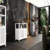 Bamboo Large Capacity Storage Cabinet With Shelves For Bathroom And Living Room - White - Image 2