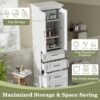 Bathroom Vanity With 2 Damping Hinge Doors, 3 Drawers, Adjustable Shelves - White - Image 7