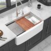 Classic Ceramic Farmhouse Sink Workstation 33" Single Bowl With Durable - White - Image 2