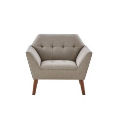 Mid - Century Lounge Chair With Button Tufting - Light Gray
