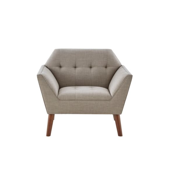 Mid - Century Lounge Chair With Button Tufting - Light Gray