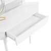 Modern Corner Makeup Vanity Desk With Large Storage, LED Mirror & Stool, Adjustable Brightness, Space Saving - White - Image 14