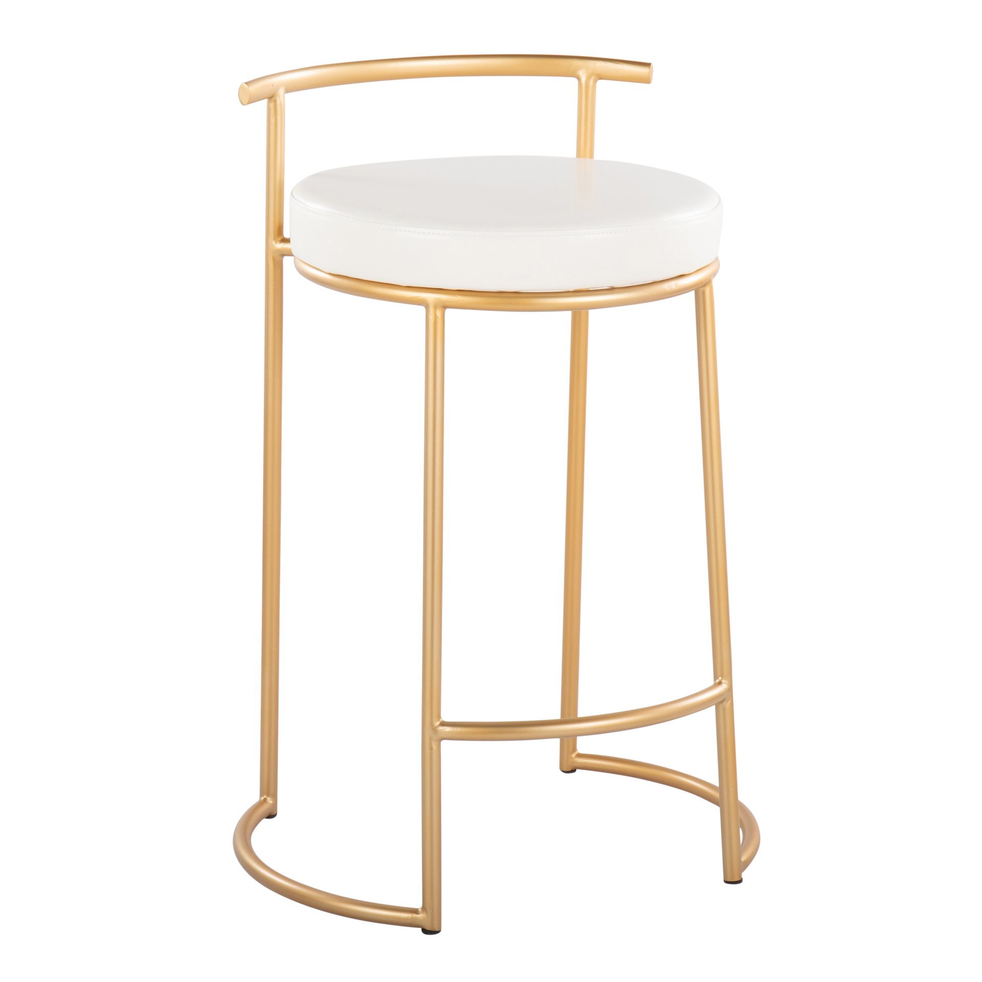 Fuji - Round Contemporary Fixed Height Counter Stool (Set of 2) - Gold / White - Image 2
