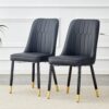 Modern (Set of 6) Dining Chair Set & High Back Material And Sturdy Legs - Black - Image 2