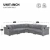 Convertible L Shaped Sectional Corner Couch With Armrest Storage Cup Holders USB Charger, Irregular Corner Oversized Comfy Modular Sofa - Gray - Image 15