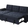 Ashlyn II - Woven Fabric Reversible Sleeper Sectional Sofa With Storage Chaise, Storage Arm, Cup Holder, Charging Ports, Side Pockets, and Pocket Coil Seating - Dark Gray - Image 6