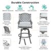 Outdoor Aluminum Swivel Barstools With Cushions (Set of 2) - Golden Gauze - Image 7