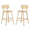 Bari - Indoor Wood Barstool (Set of 2) With And Rattan Backrest - Natural - Image 5