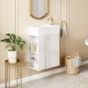 Floating Bathroom Vanity With Resin Basin, Left Side Storage - White - Image 5