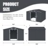 Large Metal Outdoor Storage Shed 8 0 Ft With Sliding Doors And Air Vent Steel Construction - Gray - Image 3
