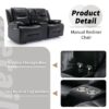 Home Theater Recliner Set Manual Recliner Chair With A Led Light Strip Two Built-In Cup Holders For Living Room - Black - Image 9