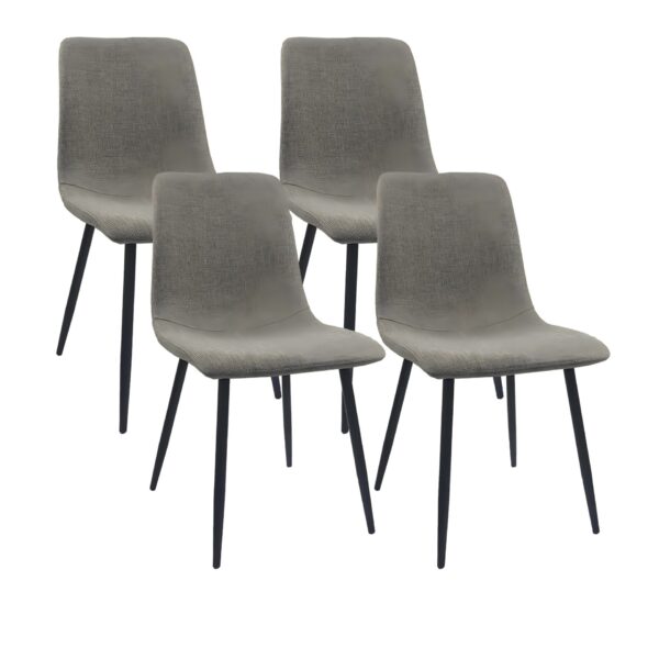 Modern Dining Table Set With Suede Chairs, Rectangular Metal Base, 4 Piece - Gray / Brown