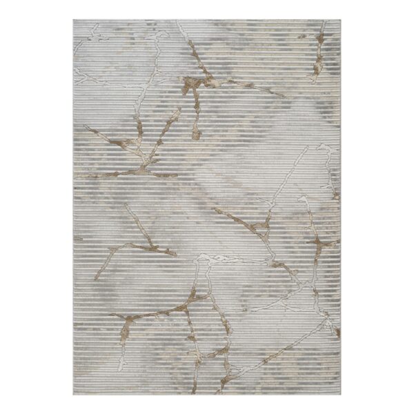 Geometrix - 2'7" X 9'10" Area Rug Runner With Geometric / 3D Effect - Ivory / Gray