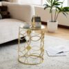 Modern Side Table With Mirror Top And Metal Frame - Gold / Clear - Image 9