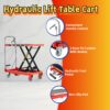 Hydraulic Lift Table Cart 500Lbs Load Red Single Scissor Lift With Non Slip Pads And Wheels - Red / Black - Image 5