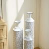 Modern Floor Vase Set Metal Vases With Geometric Pattern, 3 Piece Home Decor Set - White / Black - Image 17