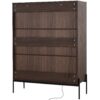 Modern Minimalist Style LED Curio Cabinet With Tempered Glass Door, Metal Legs - Black / Dark Walnut - Image 20