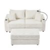 Modern Style Loveseat Sofa Sectional Sofa Couch With Storage Space, A Movable Ottoman, Two USB Ports, Two Cup Holders, A Phone Holder For Living Room - Beige - Image 18