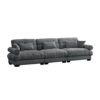 Modern Velvet Extra Large 3 Seat Sofa With Comfortable Cloud Like Support - Gray - Image 10