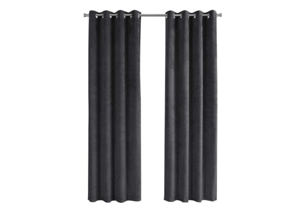 2 Pieces Set, Curtain Panel, Room Darkening, Grommet, Contemporary & Modern - Dark Gray