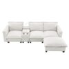 Modern Sectional Cloud Sofa With Console USB Charger Reading Light Cup Holder, Wide Seat 4 Seat Modular Couch Storable Indoor Funiture - Beige - Image 2