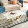 Elegant Stainless Steel Coffee Table With Marble Pattern For Living Room & Office - Gold - Image 11