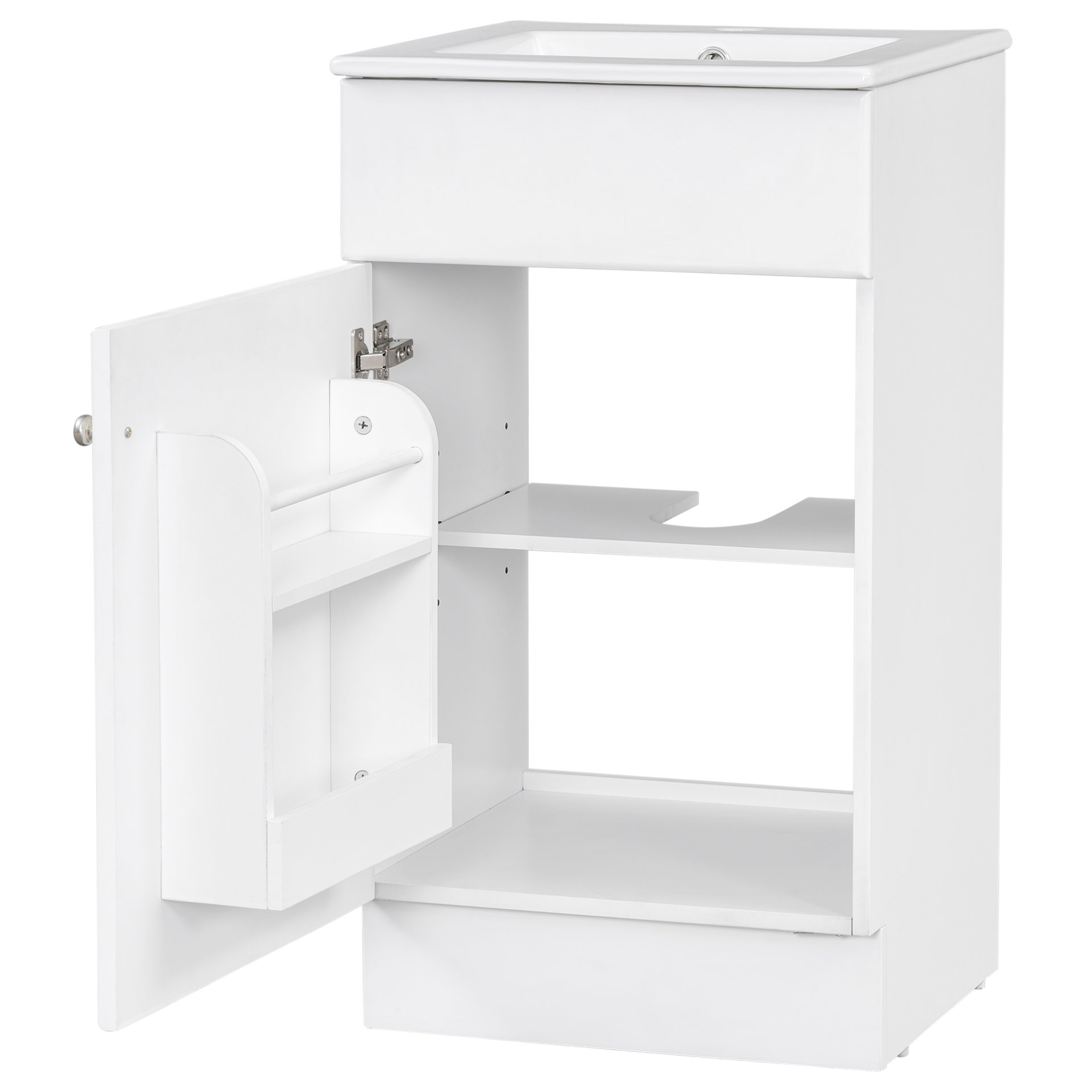 18" Bathroom Vanity With Sink, & Ceramic, Adjustable Shelf - White - Image 16