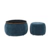 Round Storage Ottoman With 2 In 1 Function As End Table And Ottoman, Eucalyptus Wood And Foam - Dark Blue - Image 12