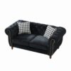 Chesterfield 3 And 2 Seater Velvet Upholstery Sofa With Roll Armrest & Nailhead Fabric Couch For Living Room & Office - Black - Image 10