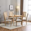 French Country Dining Chairs (Set of 4) Cane Backrest & Upholstered Seats, Rustic Weathered - Grayish Green - Image 5