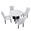 5 Piece Round Dining Table Set, Modern Dining Table And 4 Upholstered Chairs For Dining Room, Kitchen Room, Living Room - Beige / White - Image 11