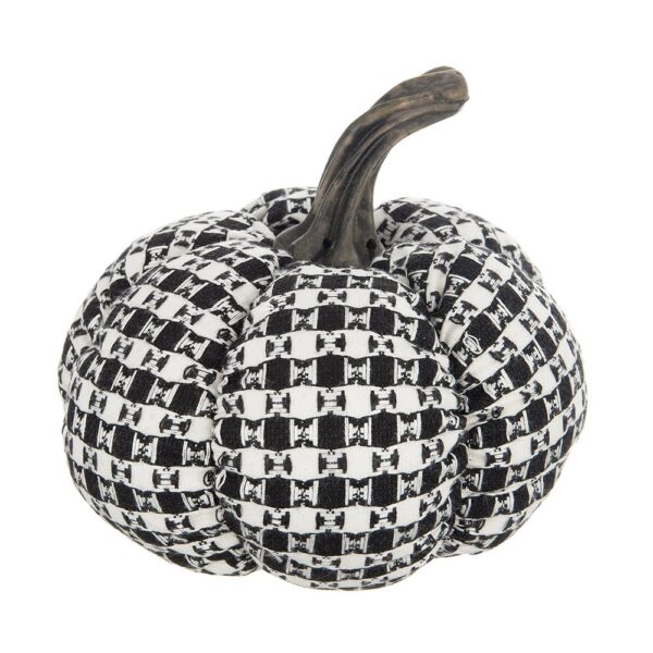 Plaid Pumpkin Decor, For Holiday Halloween Decoration - Black / White