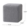 Chabani - Indoor Modern Knitted Fabric Cube Pouf Ottoman - Light Gray - Image 3