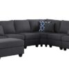 Cooper - 7 Piece Reversible L-Shape Sectional Sofa & Comfort Ottoman And Cupholder - Dark Gray - Image 5