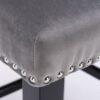 Contemporary Velvet Upholstered Wing-Back Barstools With Button Tufted Decoration And Wooden Legs, And Chrome Nailhead Trim, Leisure Style Bar Chairs, Bar Stools (Set of 2) - Gray - Image 9