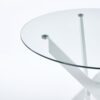 Dining Table With Cross Metal Leg And Tempered Glass, Modern Space Saving Kitchen Table For Living Room Legs - White - Image 3