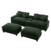 Chenille Upholstered Sectional Sofa With 2 Removable Ottomans, USB Ports, Cup Holders, And Storage - Green - Image 18