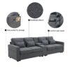 Upholstered Sofa With Console, 2 Cupholders And 2 USB Ports Wired Or Wirelessly Charged, Modern Linen Fabric Couches With 4 Pillows (4 Seat) - Dark Gray - Image 22