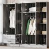 6 Door Wardrobe With Shelves And Drawers - Gray - Image 15