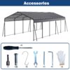 Metal Carport 13 X 26.5 Ft Heavy Duty With Galvanized Steel Roof Metal Garage Canopy With Galvanized Steel Roof & Frame Car Tent Outdoor Storage Shed For Car Boats And Truck - Gray - Image 5