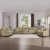 Luxurious Sophisticated Sofa Set With Soft Cushions Including 2 Single Sofas And A 3 Seater - Tan - Image 12
