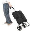 Foldable Shopping Trolley With Wheels And Removable Waterproof Bag - Black - Image 20