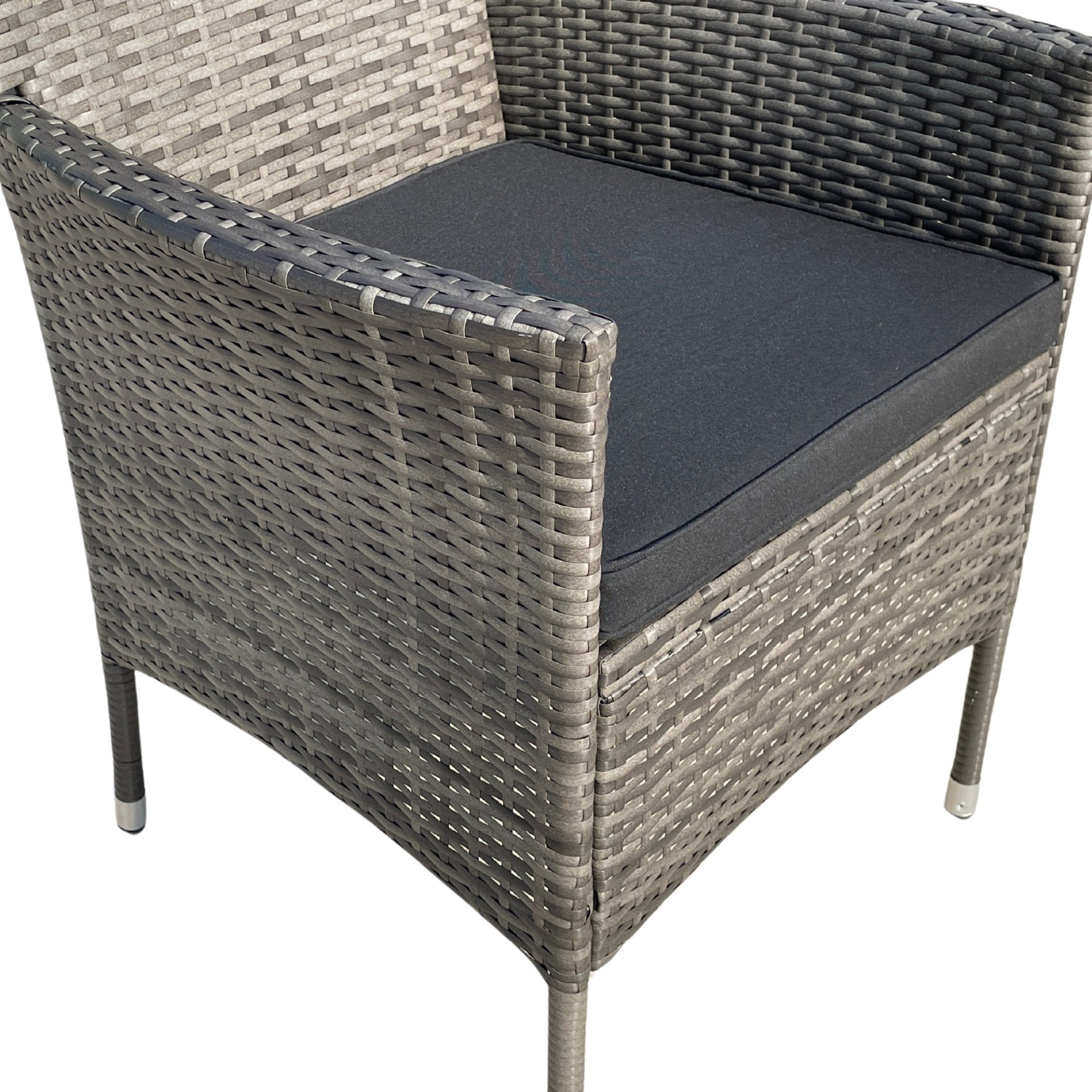 9 Piece Outdoor Patio Wicker Dining Set Patio Wicker Furniture Dining Set Glass Top - Gray / Black - Image 9