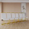 Modern Dining Chairs (Set of 2), High Back Upholstered Side Chair With C Shaped Tube, Leather, Golden Metal Legs - White - Image 17
