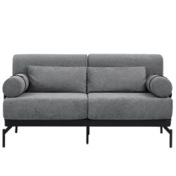 Modern Loveseat Sofa 59" Sofa Couch 2 Seater With USB Ports, Unique Cylindrical Armrests - Gray