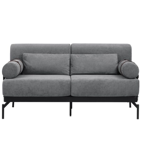 Modern Loveseat Sofa 59" Sofa Couch 2 Seater With USB Ports, Unique Cylindrical Armrests - Gray