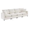 Modern, Modular Sofa, 4 Seat Chenille Sectional Couch Set With 2 Pillows Included, Freely Combinable Indoor Funiture - White - Image 3